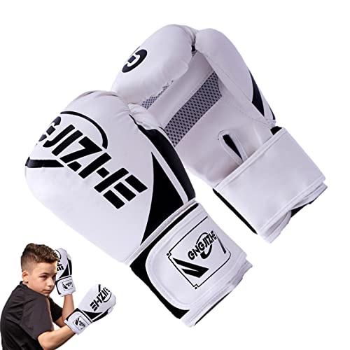 Guantes de Boxeo para niños - Guantes MMA absorbentes de Golpes,Guantes de Boxeo de Entrenamiento de 6 oz/8 oz para niñas y niños Que luchan contra el Equipo de Kickboxing Kirdume, Blanco