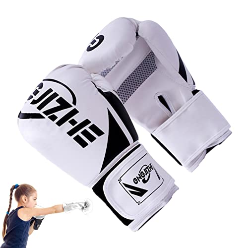 Guantes de Boxeo para niños - Guantes MMA absorbentes de Golpes,Guantes de Boxeo de Entrenamiento de 6 oz/8 oz para niñas y niños Que luchan contra el Equipo de Kickboxing Kirdume, Blanco