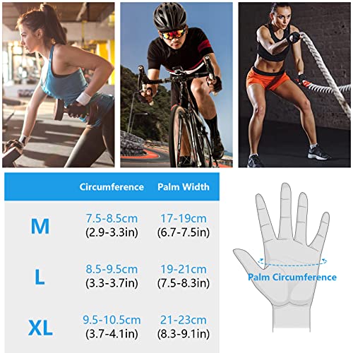 Guantes de Ciclismo, Guantes de Gimnasio, Guantes Antideslizante Verano, Guantes de Bici de Medio Dedo Guantes Deportivos Guantes Cortos Ciclismo Guantes de Bici de Carretera para Hombre Mujer (L)