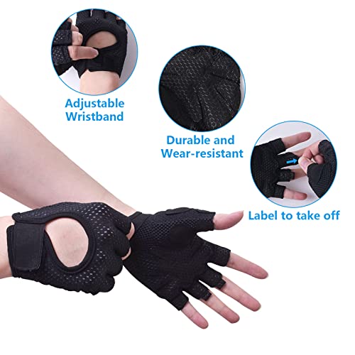 Guantes de Ciclismo, Guantes de Gimnasio, Guantes Antideslizante Verano, Guantes de Bici de Medio Dedo Guantes Deportivos Guantes Cortos Ciclismo Guantes de Bici de Carretera para Hombre Mujer (L)