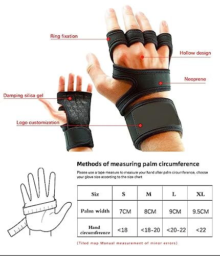 Guantes de Gimnasio Antideslizantes y Transpirables con muñequera para Levantamiento de Pesas, Culturismo, Powerlifting, calistenia, Crossfit y Fitness Workout (S)