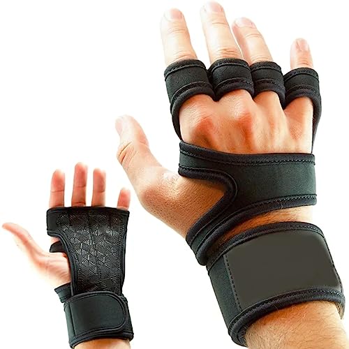 Guantes de Gimnasio Antideslizantes y Transpirables con muñequera para Levantamiento de Pesas, Culturismo, Powerlifting, calistenia, Crossfit y Fitness Workout (S)