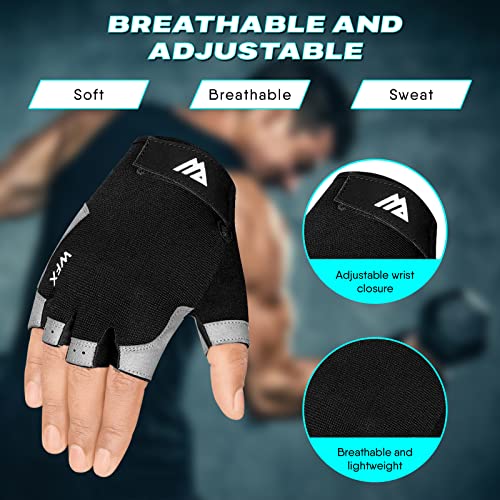 Guantes de Gimnasio de Entrenamiento de Fitness Antideslizantes Que absorben los Golpes, Guantes de Levantamiento de Pesas, Agarre Acolchado, Transpirable, sin Dedos, Soporte para Hombres y Mujeres