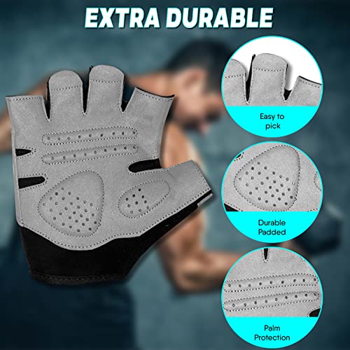 Guantes de Gimnasio de Entrenamiento de Fitness Antideslizantes Que absorben los Golpes, Guantes de Levantamiento de Pesas, Agarre Acolchado, Transpirable, sin Dedos, Soporte para Hombres y Mujeres