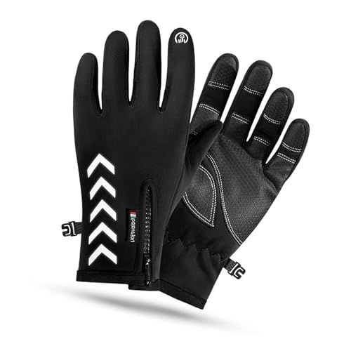 Guantes de Invierno, Pantalla Táctil a Prueba de Viento Guantes Deportivos Ride Térmicos de Invierno Cortavientos, Guantes de Ciclismo de Dedo Completo (M)