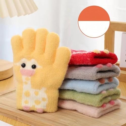 Guantes de Invierno para Niños, 3 Pares de Guantes de Punto Suaves y Cálidos Guantes Térmicos Mullidos Guantes de Dedos Completos para Niños y Niñas de 4 a 7 Años