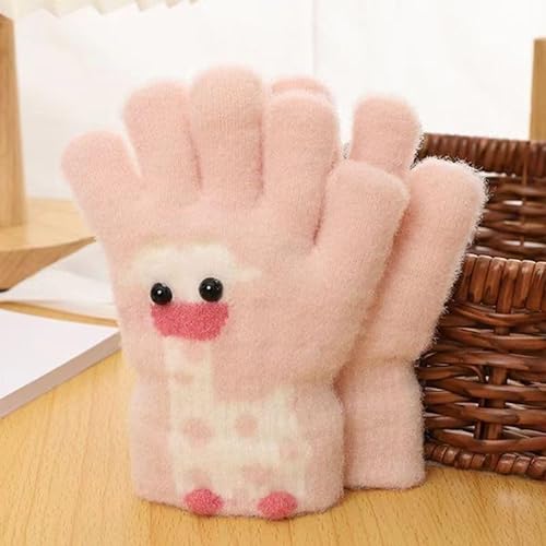 Guantes de Invierno para Niños, 3 Pares de Guantes de Punto Suaves y Cálidos Guantes Térmicos Mullidos Guantes de Dedos Completos para Niños y Niñas de 4 a 7 Años