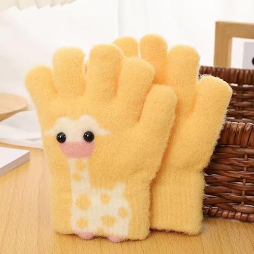 Guantes de Invierno para Niños, 3 Pares de Guantes de Punto Suaves y Cálidos Guantes Térmicos Mullidos Guantes de Dedos Completos para Niños y Niñas de 4 a 7 Años