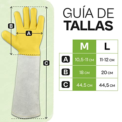 Guantes de Jardinería con Protección para el Antebrazo - A Prueba de Espinas - Certificado EN 388 (M)