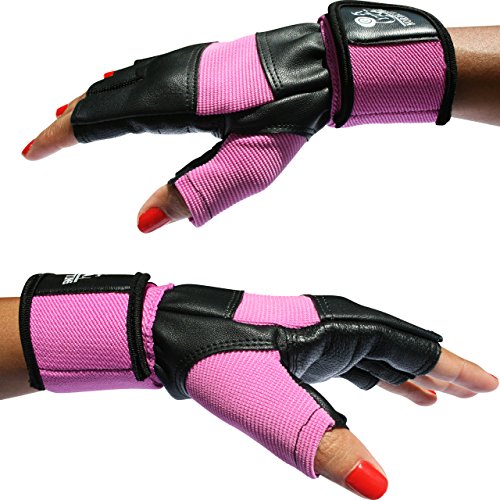 Guantes de Levantamiento de Pesas con Soporte de Muñequeras de 12" para Entrenamiento en el Gimnasio Levantamiento de Pesas, Fitness y Cross-Training - Los Mejores para Hombres y Mujeres - (Rosa, M)