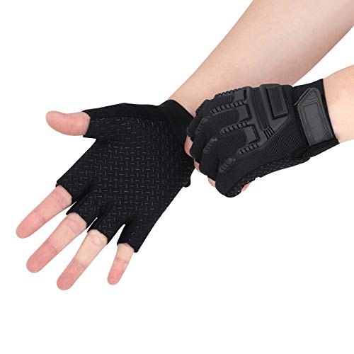 Guantes deportivos para niños con medio dedo, transpirables y antideslizantes, guantes de ciclismo a prueba de golpes, guantes sin dedos, para montar en motocicleta, ciclismo, fitness, protección UV