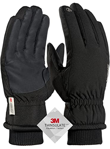 Guantes Invierno Hombre, Guantes Sin Dedos Gimnasio Mujer, Guantes Termicos Hombre, Guantes Tactiles Trabajo Calefactables Moto Frio Senderismo y Ocio al Aire Libre, Guantes Esqui Hombre - Negro L