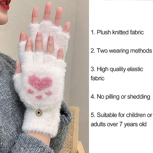 Guantes Invierno Mujer, Guantes Sin Dedos de Invierno, Manoplas Convertibles Guantes, Guantes de Invierno para Mujer y Niña Guantes Térmicos, Guantes de Punto Mujer Regalos Navidad para Mujer