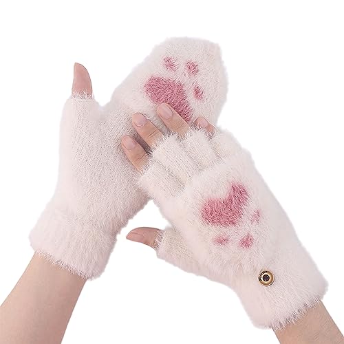 Guantes Invierno Mujer, Guantes Sin Dedos de Invierno, Manoplas Convertibles Guantes, Guantes de Invierno para Mujer y Niña Guantes Térmicos, Guantes de Punto Mujer Regalos Navidad para Mujer