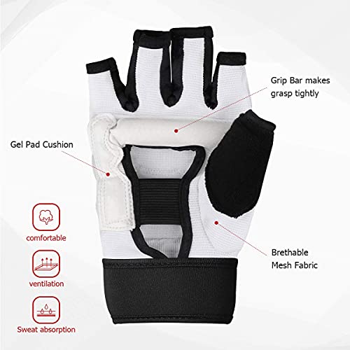 Guantes MMA, LangRay Guantes de Boxeo Kárate Taekwondo Artes Marciales para Adultos y Niños (M, Blanco)