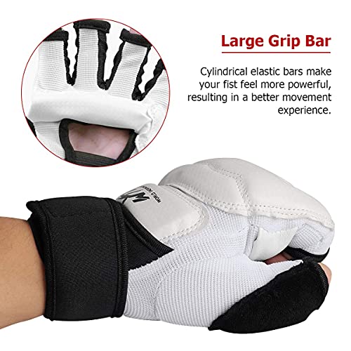 Guantes MMA, LangRay Guantes de Boxeo Kárate Taekwondo Artes Marciales para Adultos y Niños (M, Blanco)