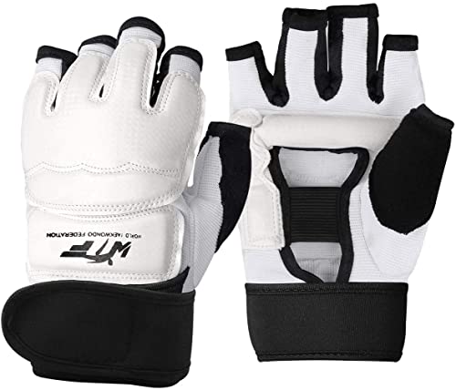 Guantes MMA, LangRay Guantes de Boxeo Kárate Taekwondo Artes Marciales para Adultos y Niños (M, Blanco)