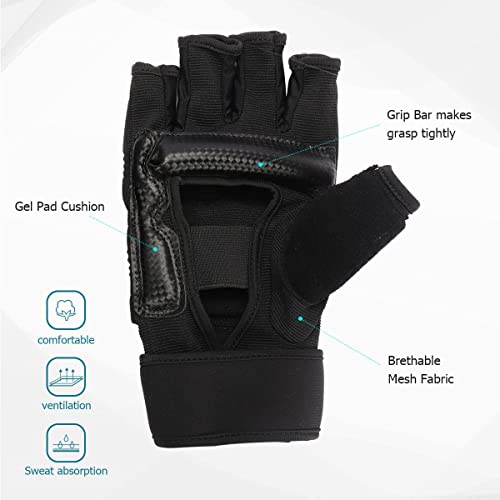 Guantes MMA, LangRay Guantes de Boxeo Kárate Taekwondo Artes Marciales para Adultos y Niños (M, Negro)