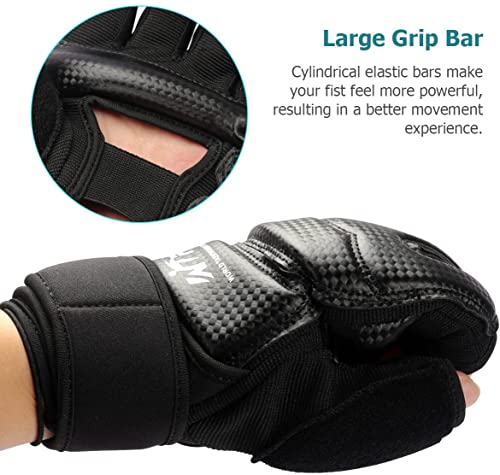 Guantes MMA, LangRay Guantes de Boxeo Kárate Taekwondo Artes Marciales para Adultos y Niños (M, Negro)