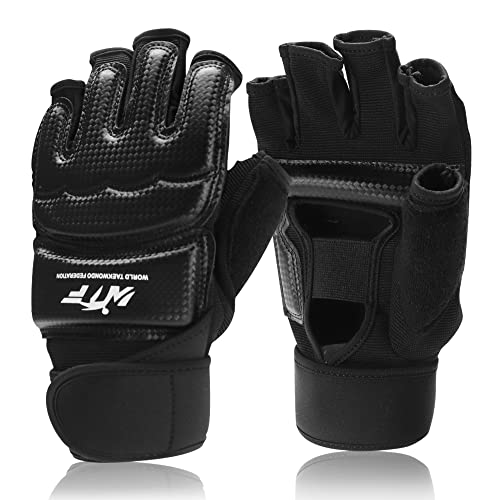 Guantes MMA, LangRay Guantes de Boxeo Kárate Taekwondo Artes Marciales para Adultos y Niños (M, Negro)