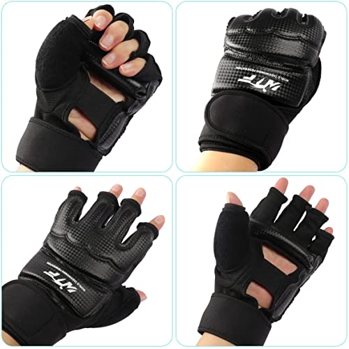 Guantes MMA, LangRay Guantes de Boxeo Kárate Taekwondo Artes Marciales para Adultos y Niños (M, Negro)