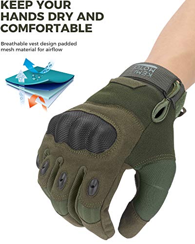 Guantes Tácticos Militares, Guantes Moto Hombre,Guantes de Pantalla Táctil con Duro Proteccion, Guantes Airsoft Dedo Completo Antideslizante para MTB ATV Escalada Paintball Motocross Bicicleta MTB