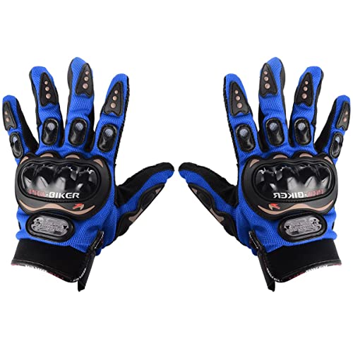 Guantes Talla L para Moto con PROTECCIÓN Baratos Motocross Motocicleta Quad Enduro (Azul)