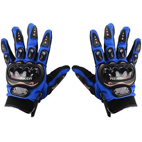 Guantes Talla M para Moto con PROTECCIÓN Baratos Motocross Motocicleta Quad Enduro (Azul)