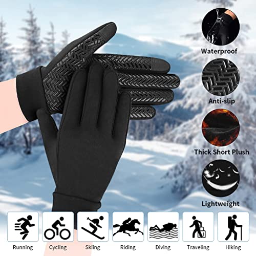 Guantes Térmicos para Niños de Invierno al Aire Libre - Deporte Impermeable Antideslizante Correr Pantalla Táctil Guantes a Prueba de Viento Guantes para Montar para Niños Niñas Negro 6-8 Años S