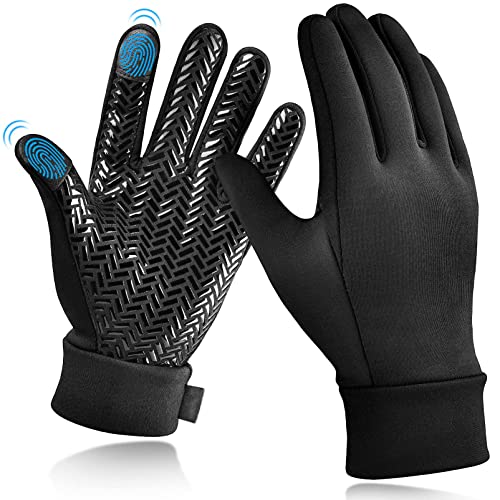 Guantes Térmicos para Niños de Invierno al Aire Libre - Deporte Impermeable Antideslizante Correr Pantalla Táctil Guantes a Prueba de Viento Guantes para Montar para Niños Niñas Negro 6-8 Años S