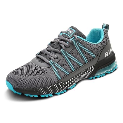 Gugifcto Zapatillas Deportivas Zapatos Hombre Sneakers Mujer, Bambas Mujer Zapatillas Running Hombre - Transpirable, Ligero, Deporte Fitness con Absorción para Correr Casual Tenis -Greyblue 43EU