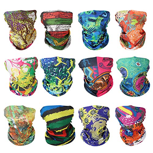 GUIFIER 12 Piezas Deportes Multiusos de Bandana Pañuelo para la Cabeza Bragas de Cabeza Multifuncional Headwear,Bufanda Sin Costura Bandana Mágica para Mujeres Hombres Ciclismo Deporte