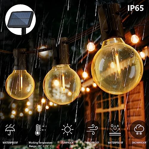 Guirnaldas Luces Exterior Solar, 20M con 30+2 Bombillas, 4 Modos, IP65 Impermeable y Sensor Solar Mejorado para Jardín, Terraza, Navidad, Fiesta