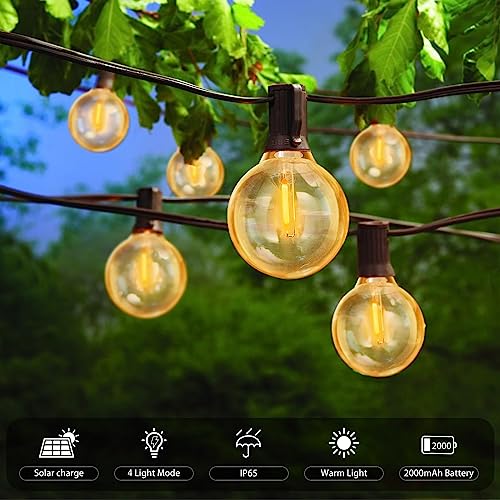 Guirnaldas Luces Exterior Solar, 20M con 30+2 Bombillas, 4 Modos, IP65 Impermeable y Sensor Solar Mejorado para Jardín, Terraza, Navidad, Fiesta