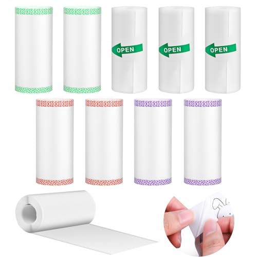 GuKKK 10 Rollos Papeles de Impresora Térmica Mini de Papel de Impresión, Pegatina Imprimible Autoadhesiva, Compatible Con Las Mini Impresoras Térmicas, Recarga de Papel de Impresión, 57 x 25 mm (10)