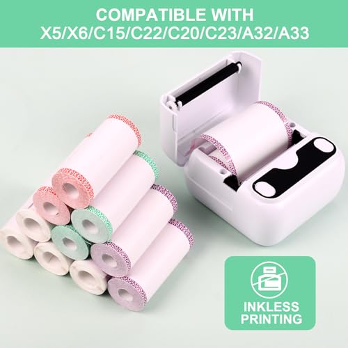 GuKKK 10 Rollos Papeles de Impresora Térmica Mini de Papel de Impresión, Pegatina Imprimible Autoadhesiva, Compatible Con Las Mini Impresoras Térmicas, Recarga de Papel de Impresión, 57 x 25 mm (10)