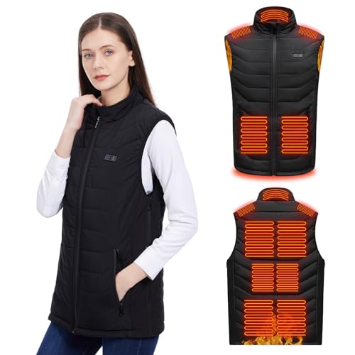 GuKKK Chaleco Calefactable para Mujeres Hombres, Chaleco Térmico Ajustable, Carga USB Chaqueta Calefactora con 3 Ajustes de Temperatura, Lavable Térmico Chaqueta para Exteriores, Moto (M/L)