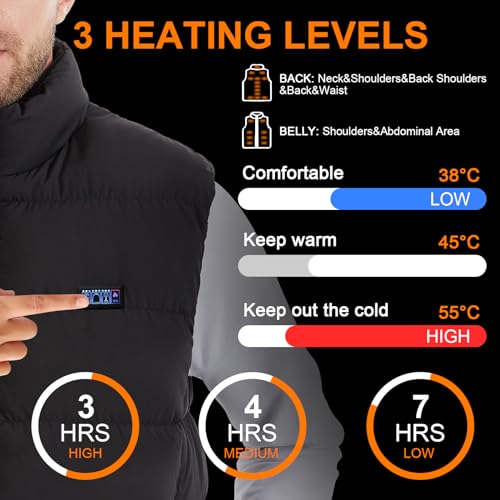 GuKKK Chaleco Calefactable para Mujeres Hombres, Chaleco Térmico Ajustable con Bateria Recargable de 10000mAh, Carga Chaqueta Calefactora con 3 Ajustes de Temperatura,21 Zonas de Calentamiento (XL)