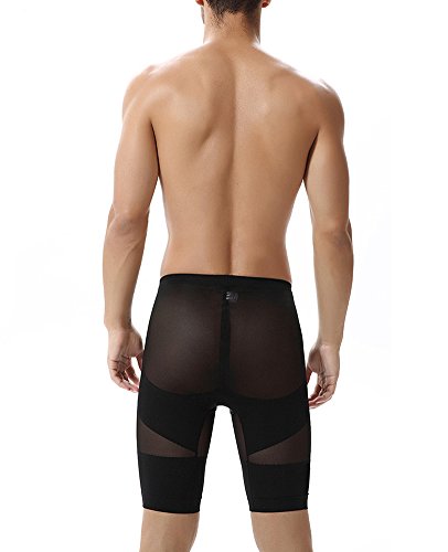 GUOCU Pantalones Cortos de Deporte Moldeador con Hombre Ropa Interior Reductora Faja Moldeadora Reductora Adelgazante Cinturón Adelgazante Abdominal Negro XL