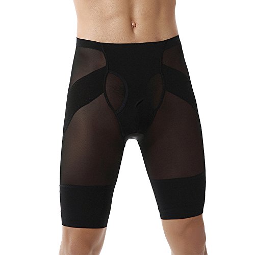 GUOCU Pantalones Cortos de Deporte Moldeador con Hombre Ropa Interior Reductora Faja Moldeadora Reductora Adelgazante Cinturón Adelgazante Abdominal Negro XL