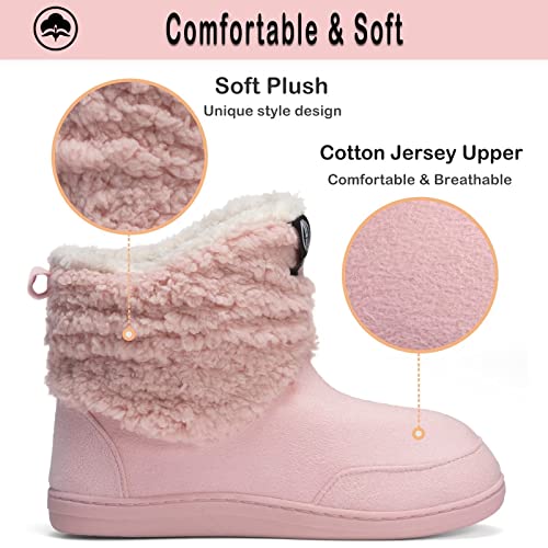 GURGER Botas Casa Mujer Zapatillas Casa Hombre Invierno Altas Botines Pantuflas de Casa Peluche Forro Calentitas Rosa 40 41