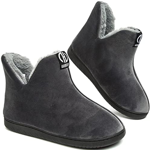 GURGER Botas de Estar por Casa Mujer Hombre Invierno Botas Pantuflas de Casa Altas Zapatillas de Casa Calentitas Botines,Gris Oscuro 40 41