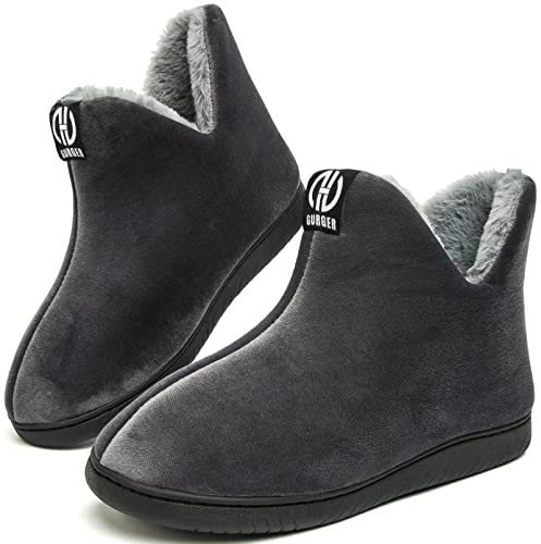 GURGER Botas de Estar por Casa Mujer Hombre Invierno Botas Pantuflas de Casa Altas Zapatillas de Casa Calentitas Botines,Gris Oscuro 40 41