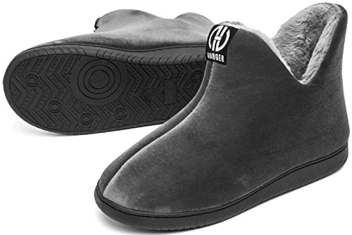 GURGER Botas de Estar por Casa Mujer Hombre Invierno Botas Pantuflas de Casa Altas Zapatillas de Casa Calentitas Botines,Gris Oscuro 40 41