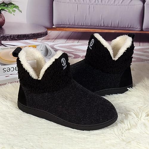 GURGER Zapatillas de Estar por Casa Hombre Mujer Botas de Casa Invierno Peluche Zapatillas de Casa Forro de Cálido Altas Pantuflas de Casa Botines Negro 36 37