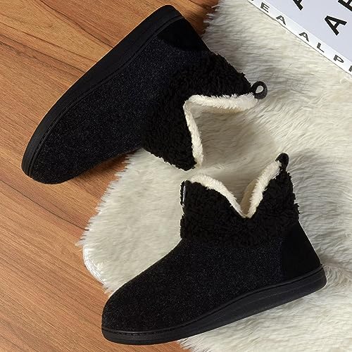 GURGER Zapatillas de Estar por Casa Hombre Mujer Botas de Casa Invierno Peluche Zapatillas de Casa Forro de Cálido Altas Pantuflas de Casa Botines Negro 36 37