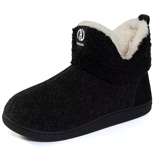 GURGER Zapatillas de Estar por Casa Hombre Mujer Botas de Casa Invierno Peluche Zapatillas de Casa Forro de Cálido Altas Pantuflas de Casa Botines Negro 36 37