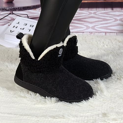 GURGER Zapatillas de Estar por Casa Hombre Mujer Botas de Casa Invierno Peluche Zapatillas de Casa Forro de Cálido Altas Pantuflas de Casa Botines Negro 36 37