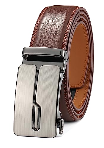 guvoosm Cinturón de cuero para hombres con hebilla automática 35mm Ancho-10-125-Brown 6033