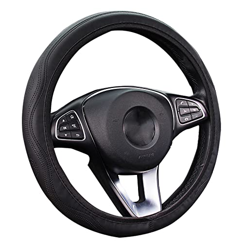 Gvolatee Funda Volante Coche Universal Negro Poli Piel | 37-39 cm Diámetro Exterior | Accesorios Coches Interior Decoracion